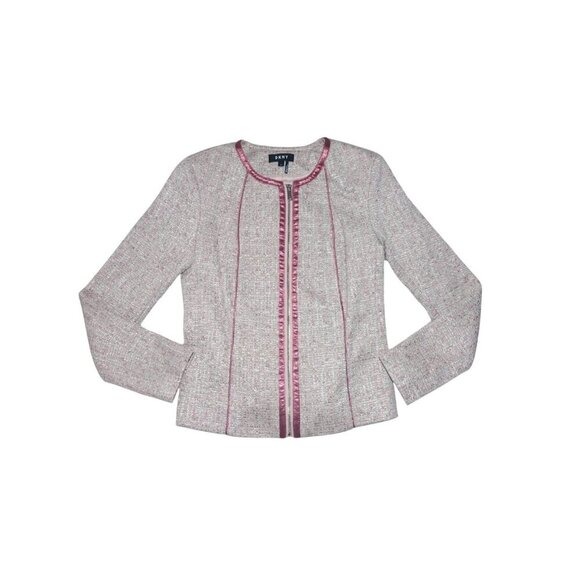 DKNY Women's Tweed Jacket with Pink Trim, Polyester, Size S. NWT. - Picture 3 of 10